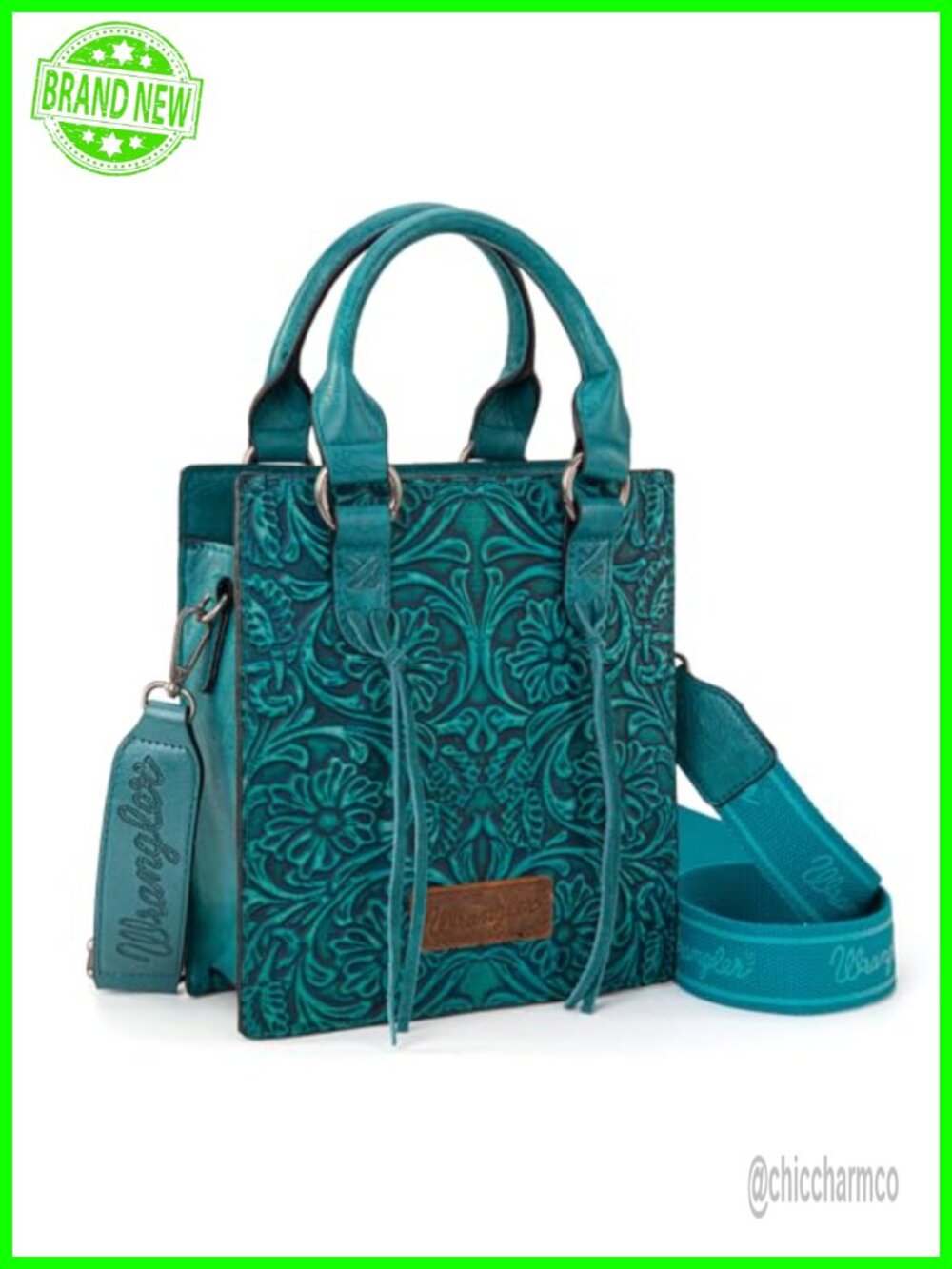 Embossed Fringe Crossbody Mini Tote with Card Slots